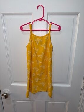 Yellow Butterfly Print Girls' Sundress Art Class
